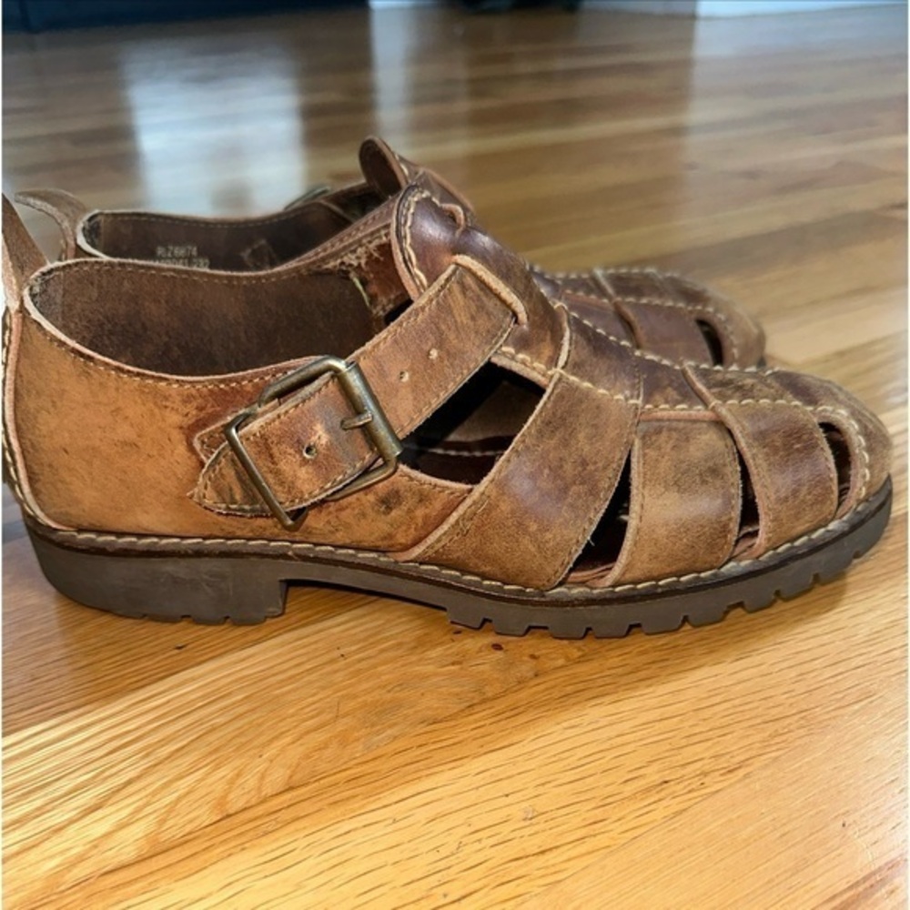 Polo by Ralph Lauren Men Cognac Y2K Strappy Leather Sandals Size 8